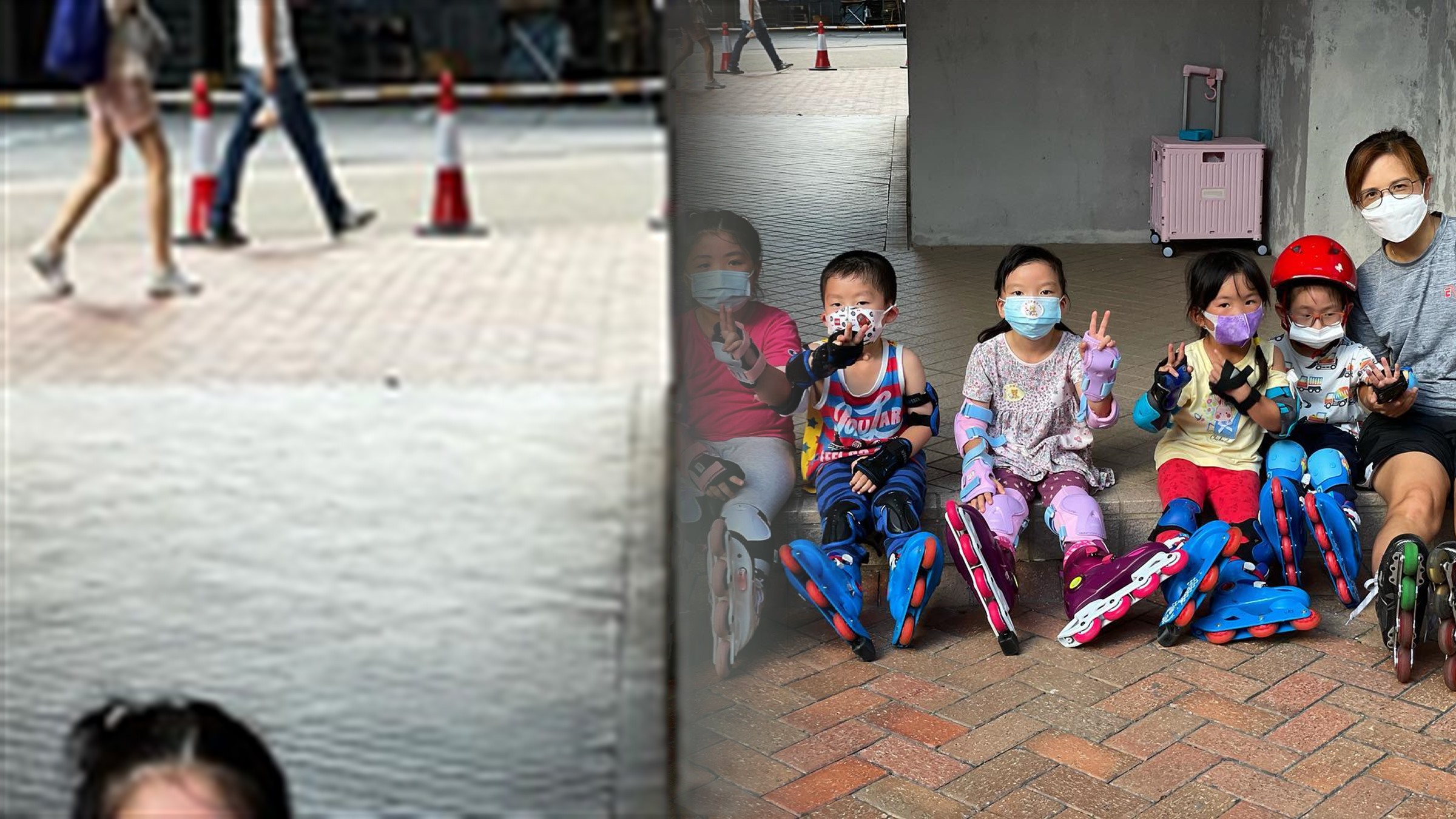 教練帶領小組進行滾軸課堂